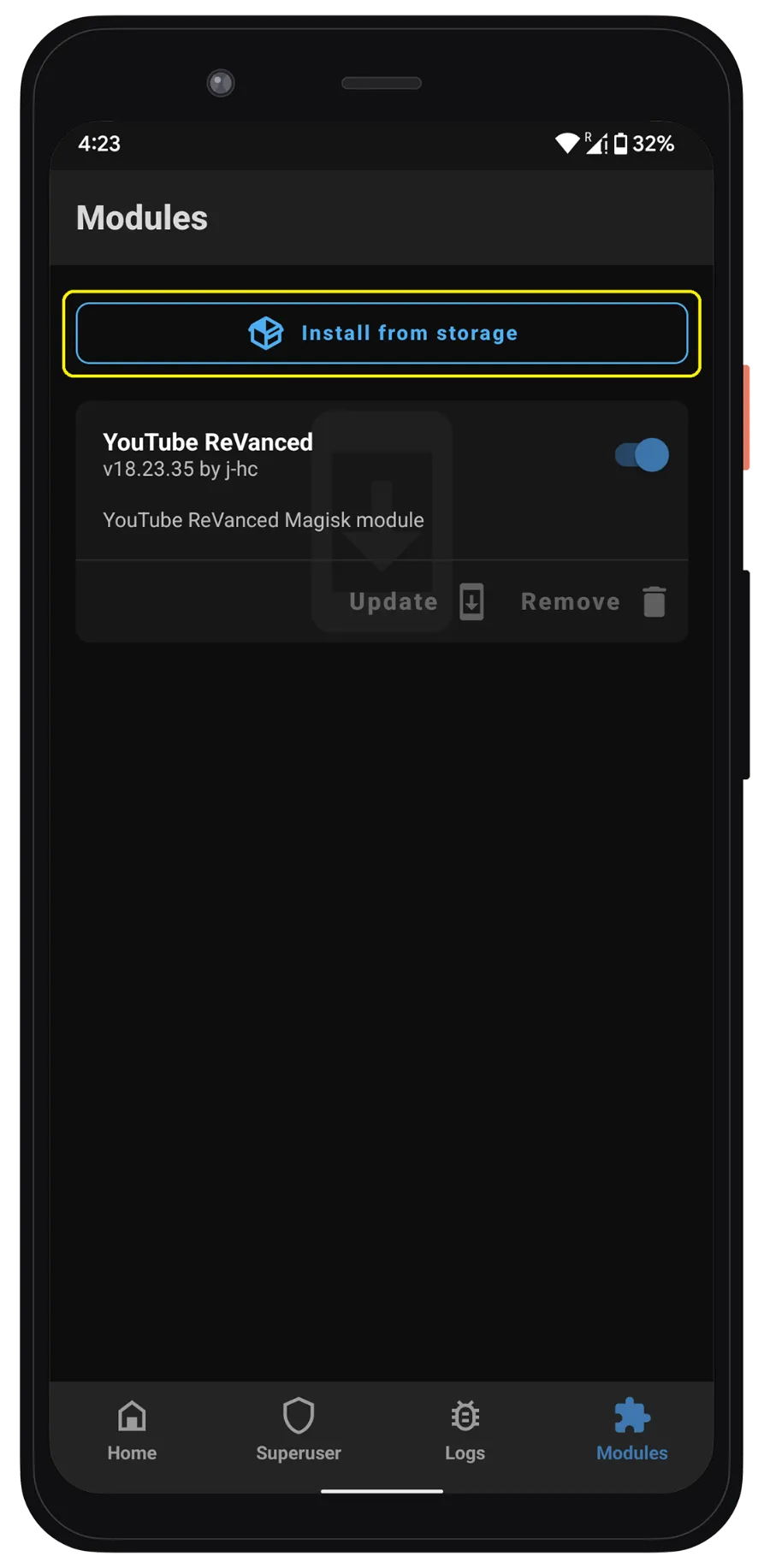 YouTube ReVanced Magisk Modülü S6'yı yükleyin