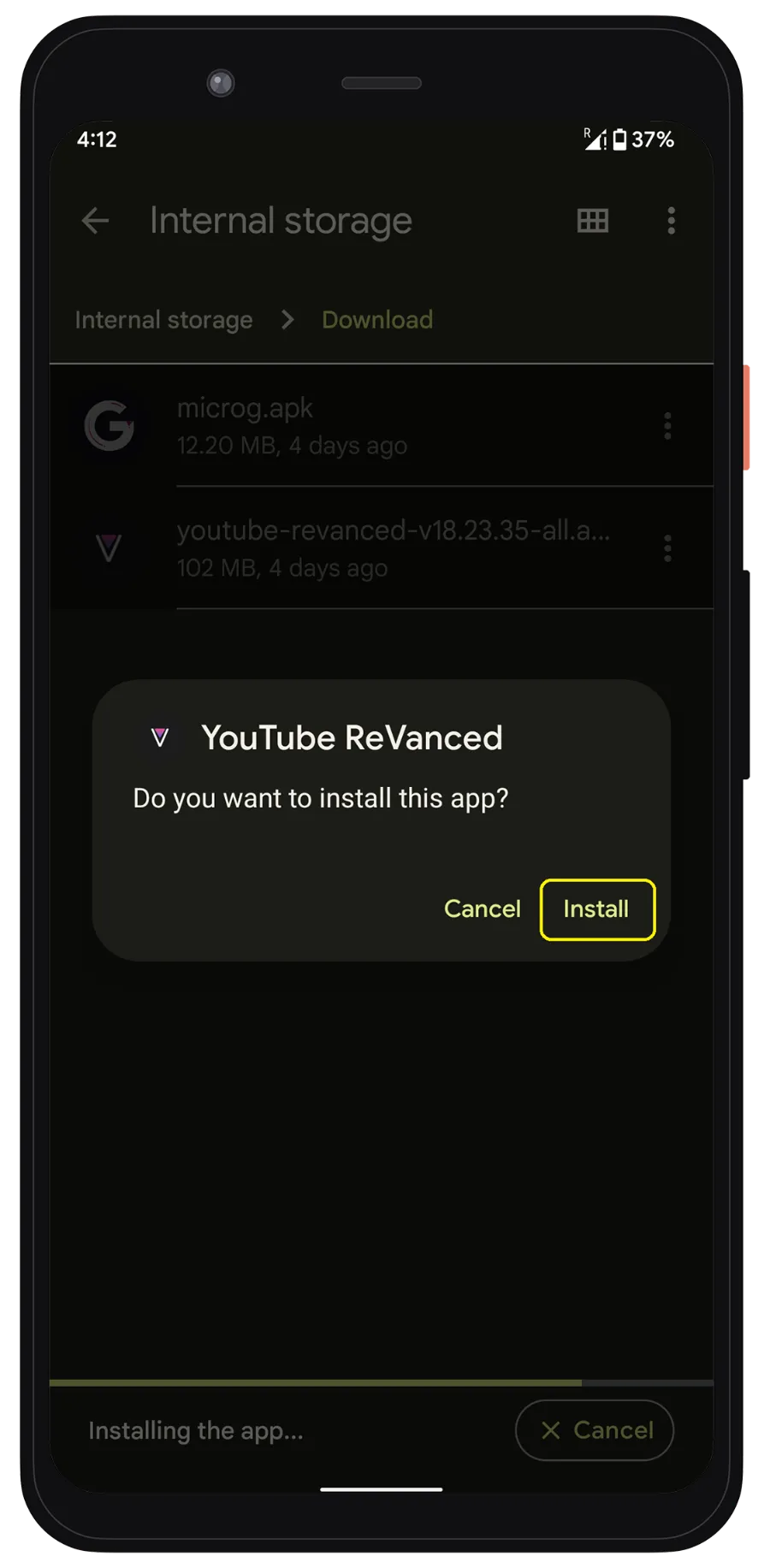 YouTube ReVanced S5をインストールする